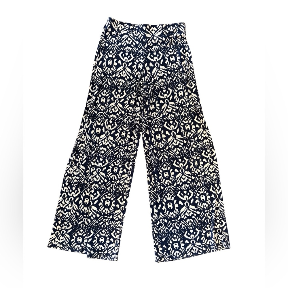 Ralph Lauren Navy and White Patterned Flowy Cotton Pants